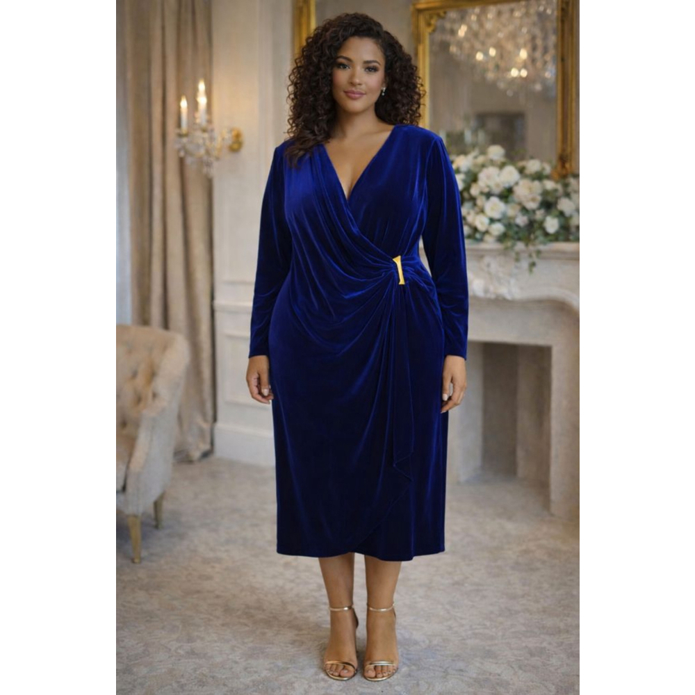 Calvin Klein Blue Velvet Long Sleeve Dress 22W